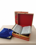Premium Red Velvet Holy Quran Gift Box with Protective Blue Velvet Cover
